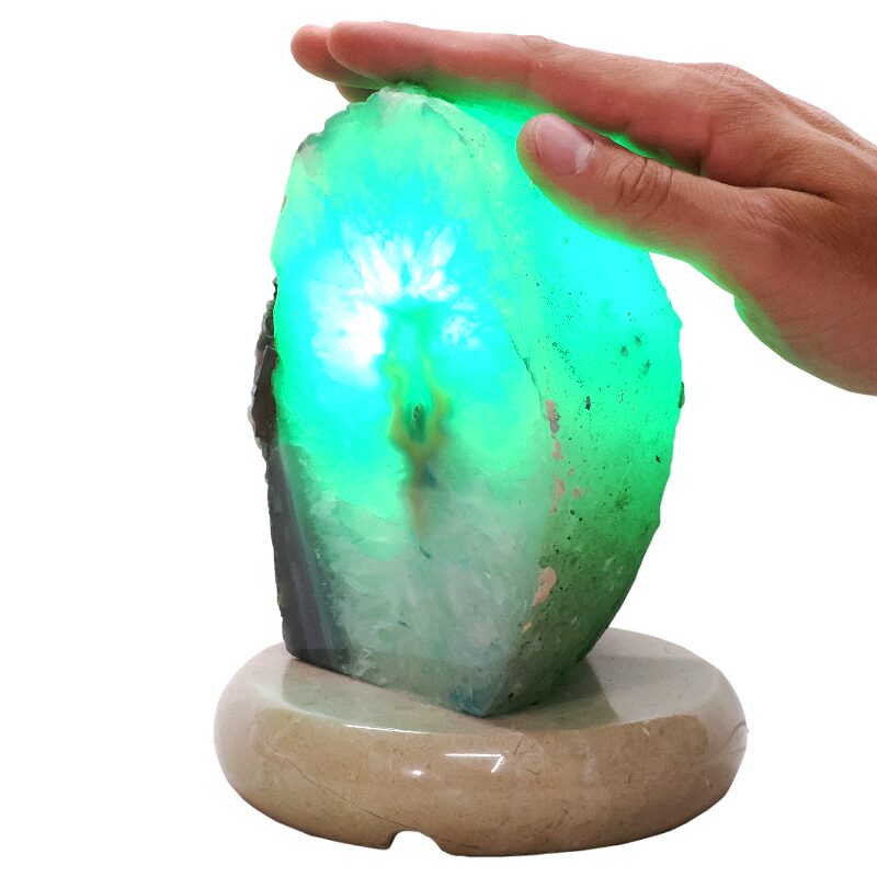 2.8kg Teal Agate Crystal Lamp with Marble Base - Green LED - S1621 4 Teal Agate Crystal Lamp with Marble Base - Green LED - S1621 | Crystal Factory