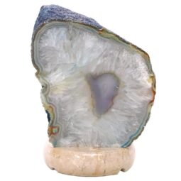 Teal Agate Crystal Lamp with Marble Base - Green LED - S1623 | Crystal Factory