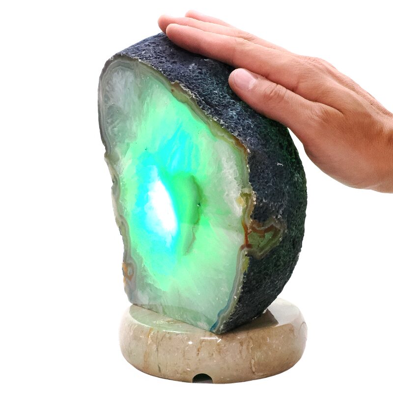 3.6kg Teal Agate Crystal Lamp with Marble Base - Green LED - S1623 4 Teal Agate Crystal Lamp with Marble Base - Green LED - S1623 | Crystal Factory