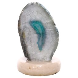 Teal Agate Crystal Lamp with Marble Base - Green LED - S1624 | Crystal Factory