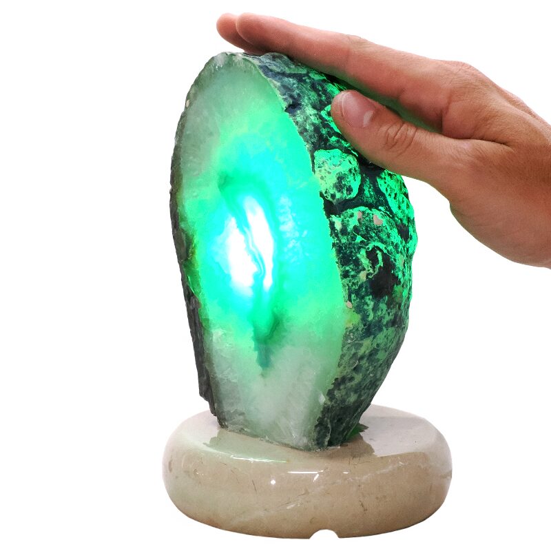 2.4kg Teal Agate Crystal Lamp with Marble Base - Green LED - S1624 4 Teal Agate Crystal Lamp with Marble Base - Green LED - S1624 | Crystal Factory