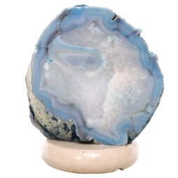 Teal Agate Crystal Lamp with Marble Base - Green LED - S1625 | Crystal Factory