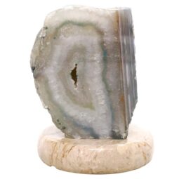 Teal Agate Crystal Lamp with Marble Base - Green LED - S1626 | Crystal Factory