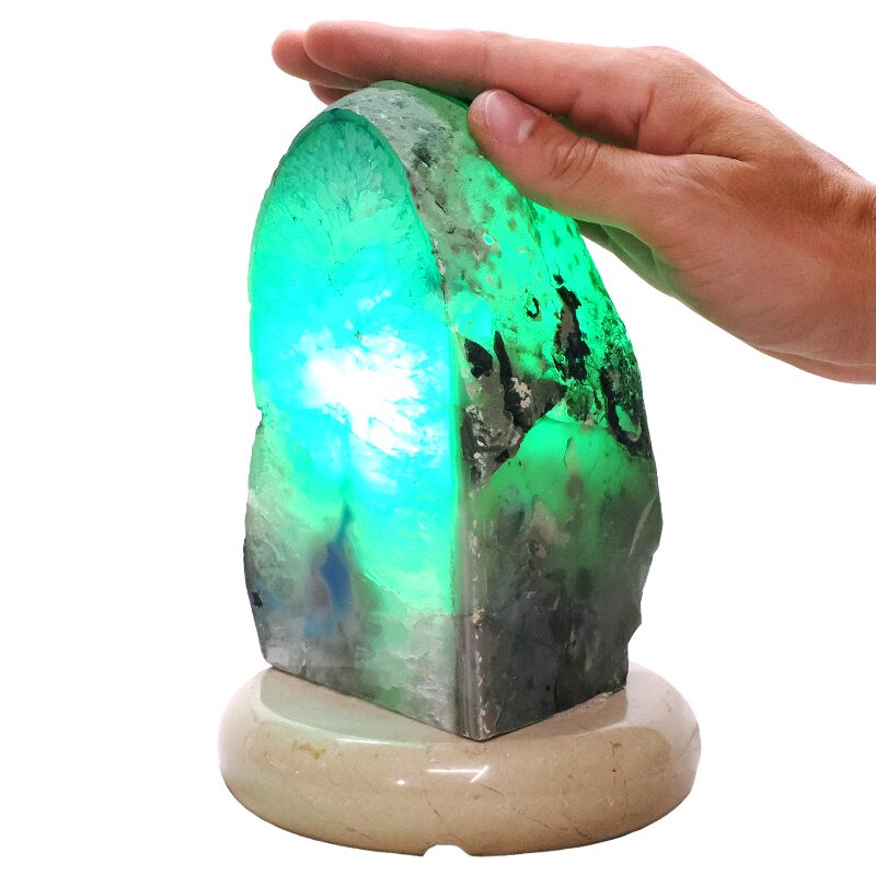 2.9kg Teal Agate Crystal Lamp with Marble Base - Green LED - S1627 4 Teal Agate Crystal Lamp with Marble Base - Green LED - S1627 | Crystal Factory