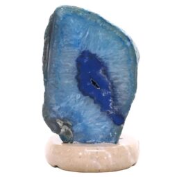 Blue Agate Crystal Lamp with Marble Base - Blue LED - T3172 | Crystal Factory