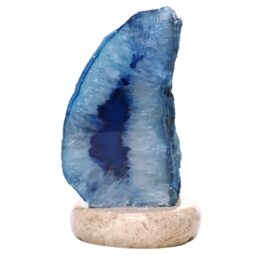 Blue Agate Crystal Lamp with Marble Base - Blue LED - T3174 | Crystal Factory