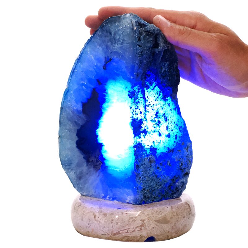 3.1kg Blue Agate Crystal Lamp with Marble Base - Blue LED - T3174 4 Blue Agate Crystal Lamp with Marble Base - Blue LED - T3174 | Crystal Factory