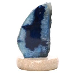 Blue Agate Crystal Lamp with Marble Base - Blue LED - T3175 | Crystal Factory