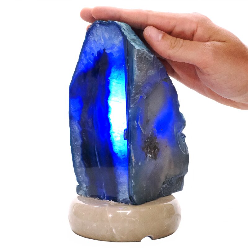 1.9kg Blue Agate Crystal Lamp with Marble Base - Blue LED - T3176 4 Blue Agate Crystal Lamp with Marble Base - Blue LED - T3176 | Crystal Factory