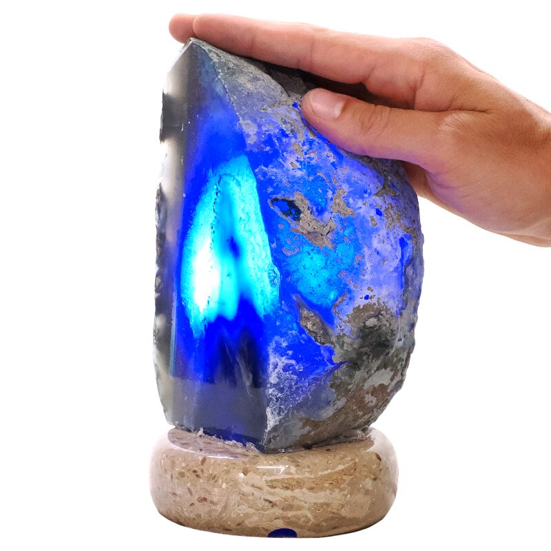 2kg Blue Agate Crystal Lamp with Marble Base - Blue LED - T3177 4 Blue Agate Crystal Lamp with Marble Base - Blue LED - T3177 | Crystal Factory