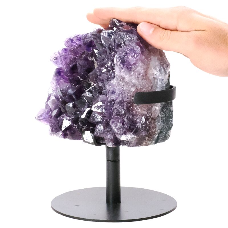 2.7kg Amethyst Druze Cluster on Rotating Stand T3217 4 Amethyst Druze Cluster on Rotating Stand T3217 | Crystal Factory