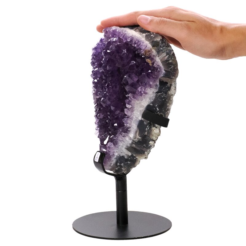 2.8kg Amethyst Druze Cluster on Rotating Stand T3222 4 Amethyst Druze Cluster on Rotating Stand T3222 | Crystal Factory