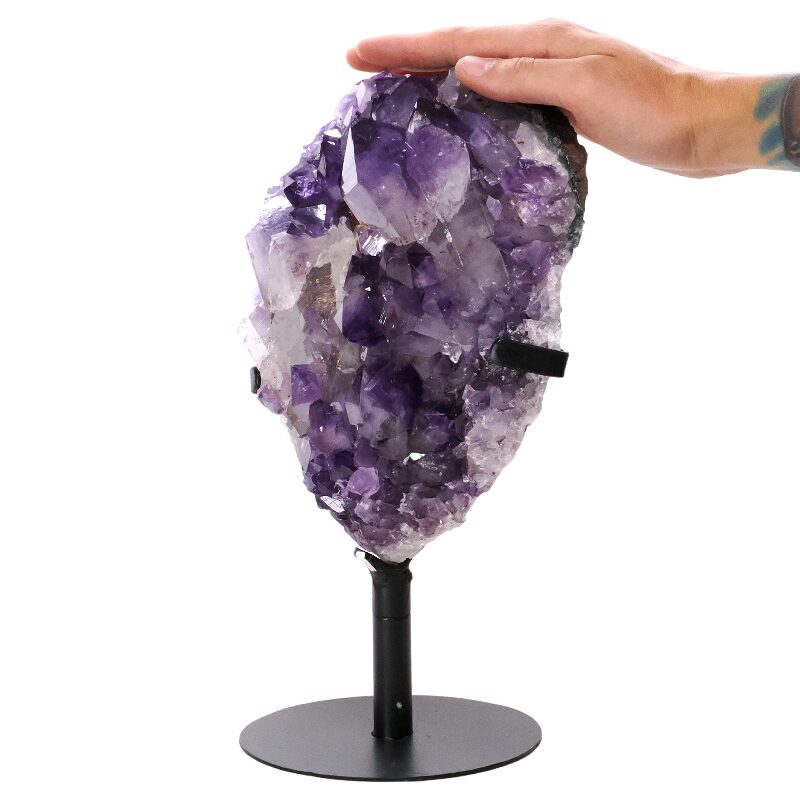 5.8kg Amethyst Druze Cluster on Rotating Stand T3227 4 Amethyst Druze Cluster on Rotating Stand T3227 | Crystal Factory