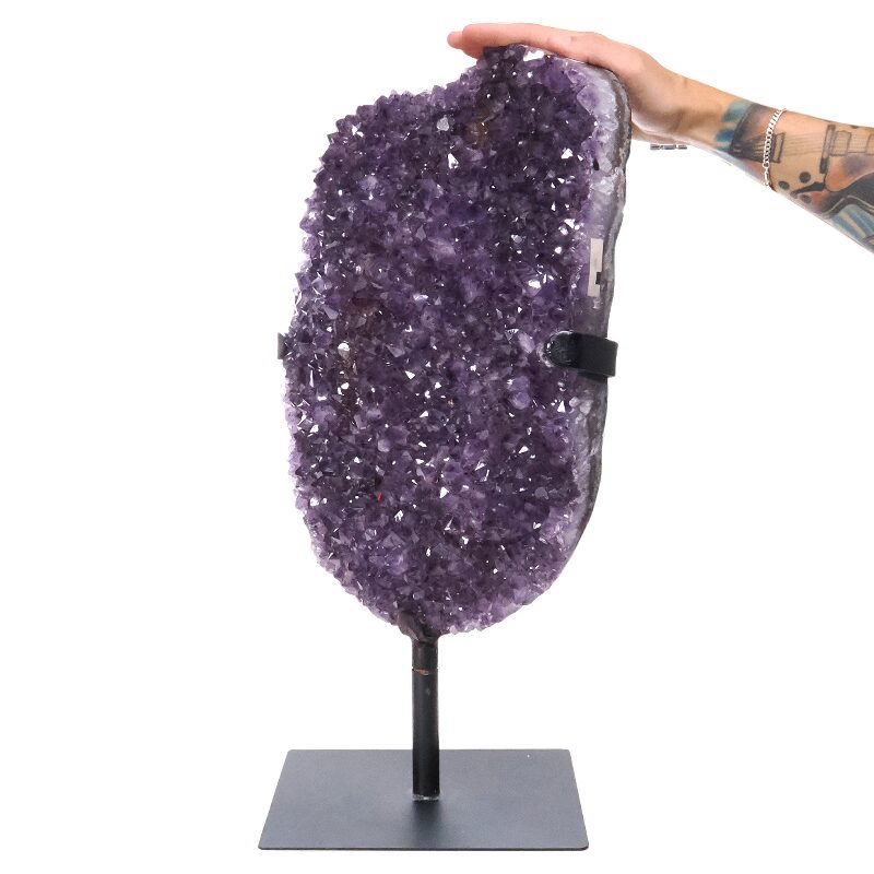21.2kg Amethyst Druze Cluster on Rotating Stand T3230 4 Amethyst Druze Cluster on Rotating Stand T3230 | Crystal Factory