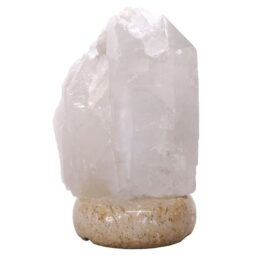 Clear Quartz Druze Lamp on Marble Base – White LED Bulb V62 | Crystal Factory