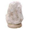 Clear Quartz Druze Lamp on Marble Base – White LED Bulb V63 | Crystal Factory