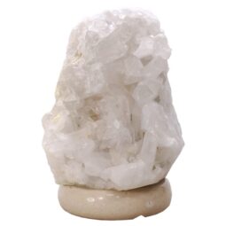Clear Quartz Druze Lamp on Marble Base – White LED Bulb V63 | Crystal Factory