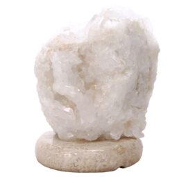 Clear Quartz Druze Lamp on Marble Base – White LED Bulb V64 | Crystal Factory