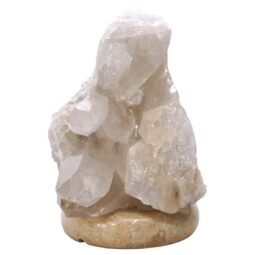 Clear Quartz Druze Lamp on Marble Base – White LED Bulb V65 | Crystal Factory
