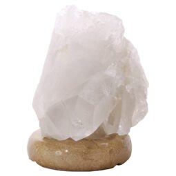 Clear Quartz Druze Lamp on Marble Base – White LED Bulb V66 | Crystal Factory