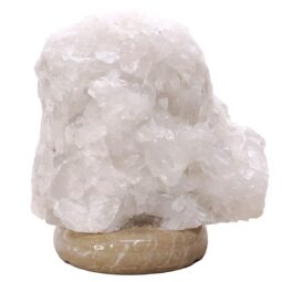 Clear Quartz Druze Lamp on Marble Base – White LED Bulb V69 | Crystal Factory
