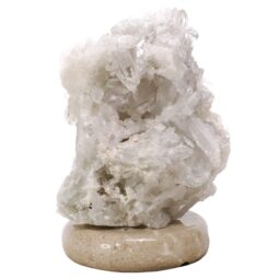 Clear Quartz Druze Lamp on Marble Base – White LED Bulb V70 | Crystal Factory