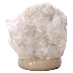 Clear Quartz Druze Lamp on Marble Base – White LED Bulb V71 | Crystal Factory