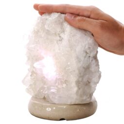 Clear Quartz Druze Lamp on Marble Base – White LED Bulb V71 | Crystal Factory
