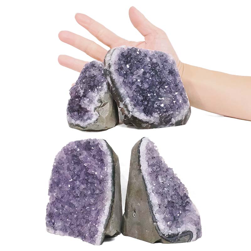 2.43kg Amethyst Polished Crystal Geode Specimen Set 4 Pieces R643 4 Amethyst Polished Crystal Geode Specimen Set 4 Pieces R643 | Crystal Factory