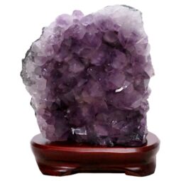 Amethyst Lamp on Timber Base - Purple LED Bulb B859 | Crystal Factory
