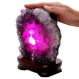 Amethyst Lamp on Timber Base - Purple LED Bulb B859 | Crystal Factory