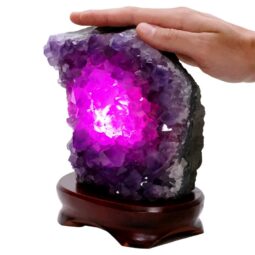 Amethyst Lamp on Timber Base - Purple LED Bulb B861 | Crystal Factory