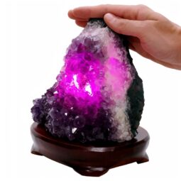 Amethyst Lamp on Timber Base - Purple LED Bulb B862 | Crystal Factory