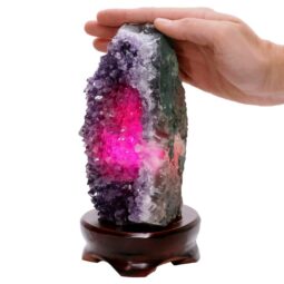 Amethyst Lamp on Timber Base - Purple LED Bulb B863 | Crystal Factory