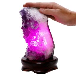 Amethyst Lamp on Timber Base - Purple LED Bulb B864 | Crystal Factory