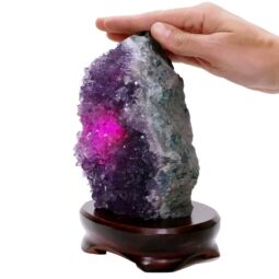 Amethyst Lamp on Timber Base - Purple LED Bulb B866 | Crystal Factory