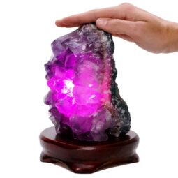 Amethyst Lamp on Timber Base - Purple LED Bulb B868 | Crystal Factory