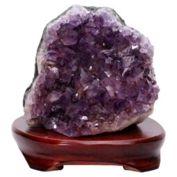 Amethyst Lamp on Timber Base - Purple LED Bulb B869 | Crystal Factory
