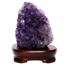 Amethyst Lamp on Timber Base - Purple LED Bulb B870 | Crystal Factory