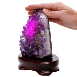 Amethyst Lamp on Timber Base - Purple LED Bulb B870 | Crystal Factory