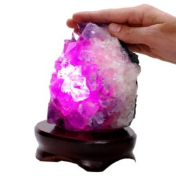 Amethyst Lamp on Timber Base - Purple LED Bulb B872 | Crystal Factory