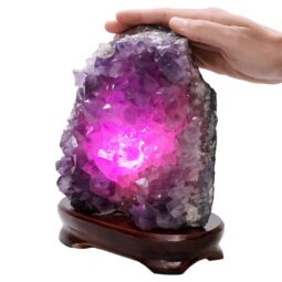 Amethyst Lamp on Timber Base - Purple LED Bulb B874 | Crystal Factory