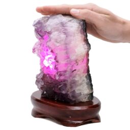 Amethyst Lamp on Timber Base - Purple LED Bulb B875 | Crystal Factory