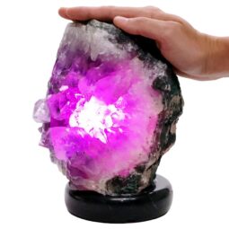 Amethyst Lamp on Marble Base - Purple LED Bulb J2209 | Crystal Factory