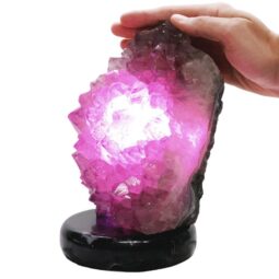 Amethyst Lamp on Marble Base - Purple LED Bulb J2210 | Crystal Factory