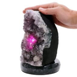 Amethyst Lamp on Marble Base - Purple LED Bulb J2211 | Crystal Factory