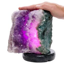 Amethyst Lamp on Marble Base - Purple LED Bulb J2213 | Crystal Factory