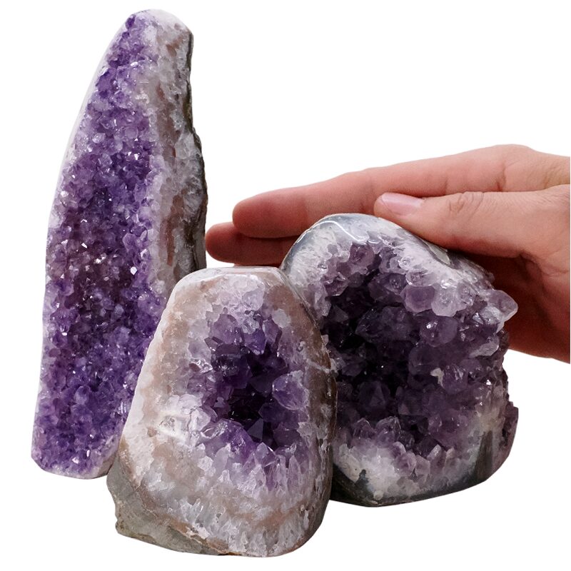 2.1kg Amethyst Polished Crystal Geode Specimen Set 3 Pieces L555 4 Amethyst Polished Crystal Geode Specimen Set 3 Pieces L555 | Crystal Factory