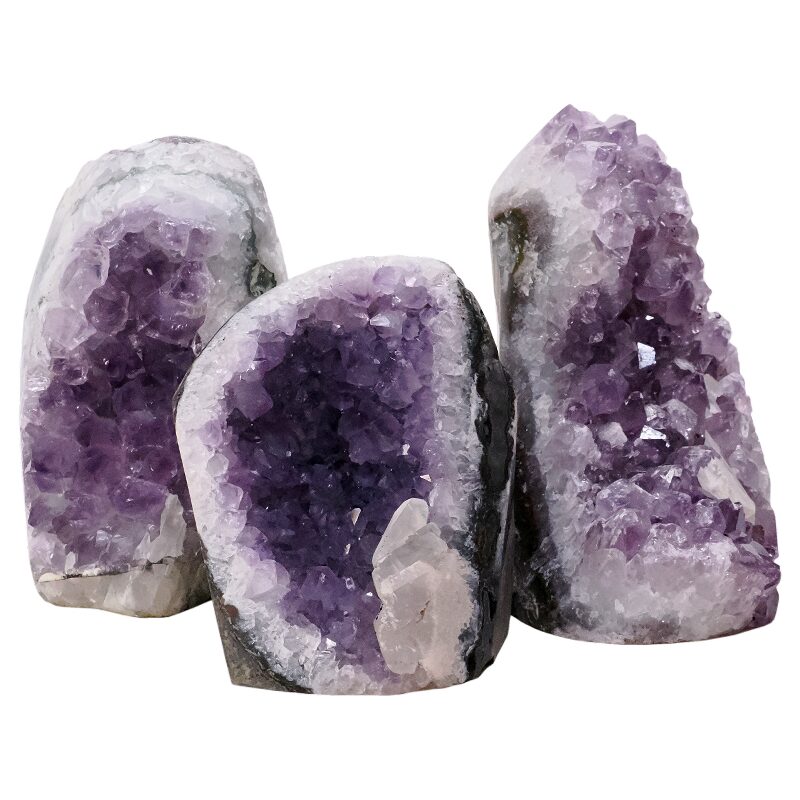 1.9kg Amethyst Polished Crystal Geode Specimen Set 3 Pieces L560 3 Amethyst Polished Crystal Geode Specimen Set 3 Pieces L560 | Crystal Factory