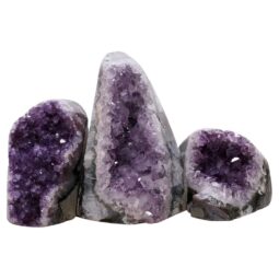 Amethyst Polished Crystal Geode Specimen Set 3 Pieces L562 | Crystal Factory